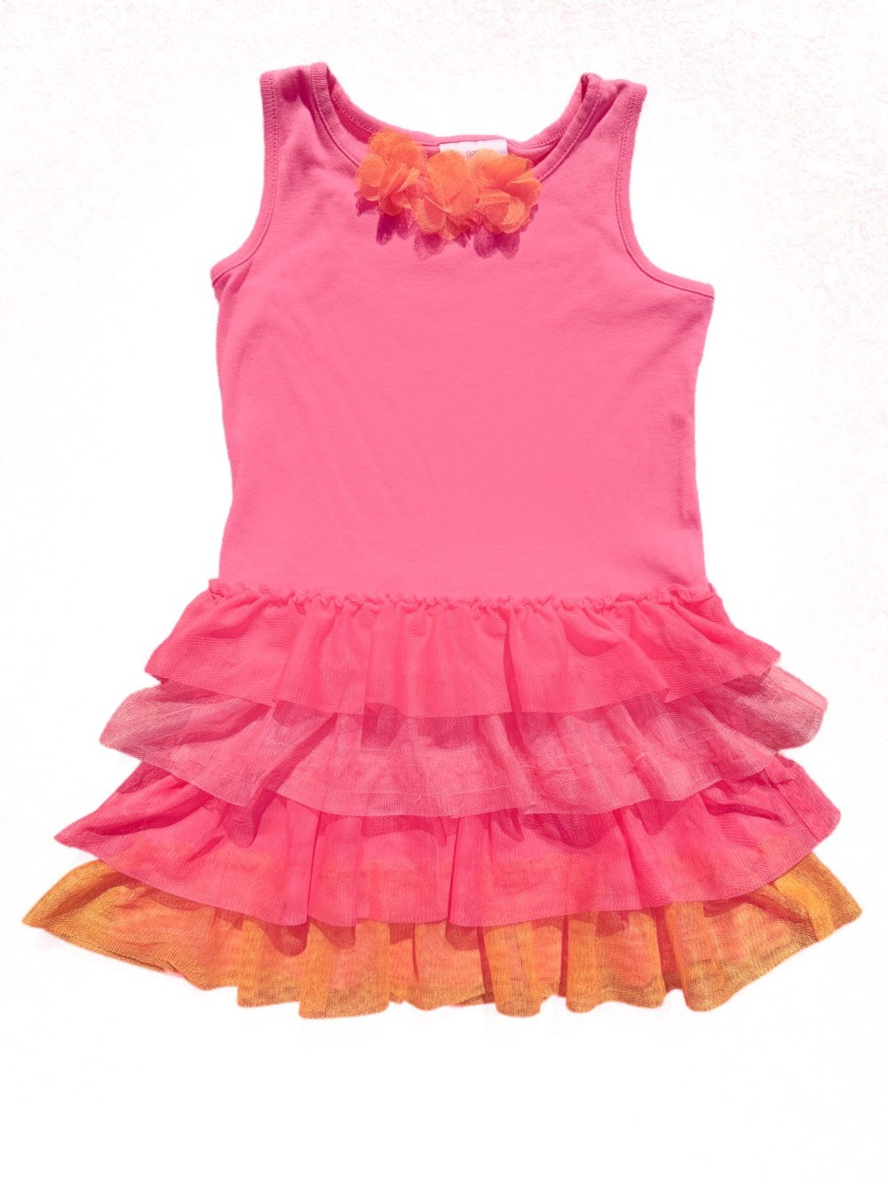 Hanna Andersson Tiered Tulle Ruffle Tank Dress Size 6 7 120 Girls Party Twirl